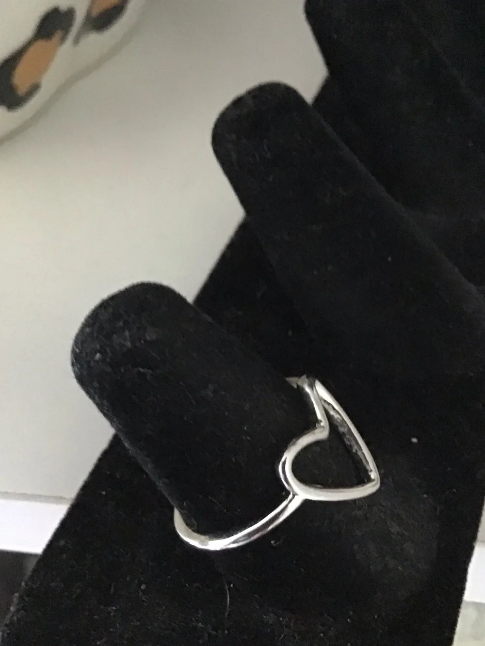 Silver Tone Open Heart Minimalist Ring